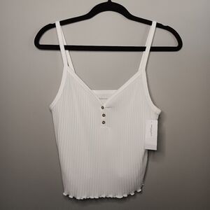 American Eagle White Ribbed Tank Top